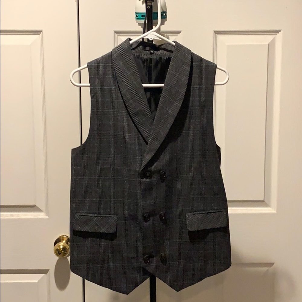 Men Fitted Suit Vest Dark Gray